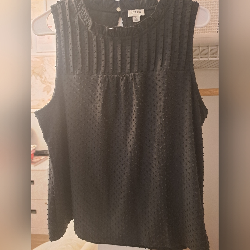 J. Crew Black Textured Sleeveless Blouse